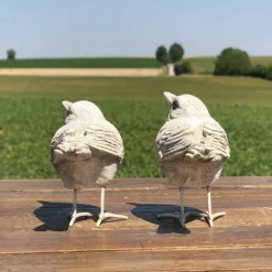 CHEMIN DE CAMPAGNE - Oiseaux en résine blancs 10 x 8 cm