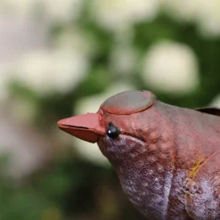CHEMIN DE CAMPAGNE - Oiseau métal rouge et orange 18 x 4.5 x 10 cm