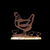 CHEMIN DE CAMPAGNE - Poule en bois et métal marron 42 x 38cm