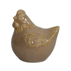 CHEMIN DE CAMPAGNE - Poule en céramique émaillée marron 13 x 11 x 13.5cm