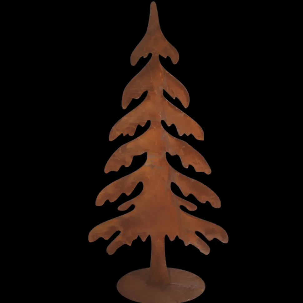 CHEMIN DE CAMPAGNE - Sapin de noël décoratif jardin métal rouillé marron 62x120cm