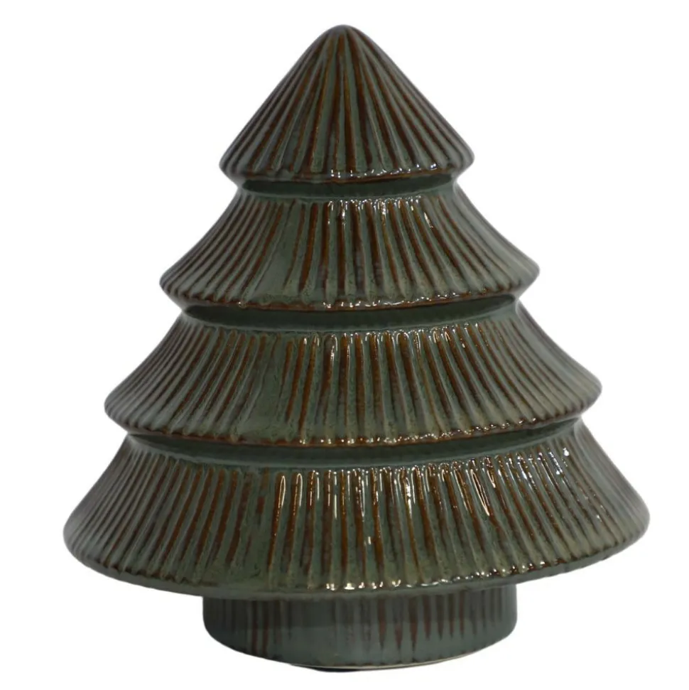 CHEMIN DE CAMPAGNE - Sapin en céramique émaillée verte ø14.5 x 15 cm