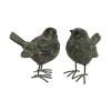 CHEMIN DE CAMPAGNE - Set de 2 oiseaux en résine gris 8.5 x 8.5 x 5.5 cm
