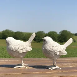 CHEMIN DE CAMPAGNE - Set de 2 oiseaux en résine crème 9 x 5 x 9 cm