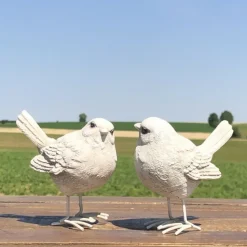 CHEMIN DE CAMPAGNE - Set de 2 oiseaux en résine crème 9 x 5 x 9 cm
