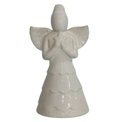 CHEMIN DE CAMPAGNE - Statue statuette sculpture déco ange noël céramique blanche 19cm