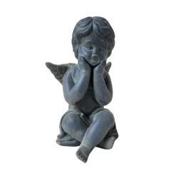 CHEMIN DE CAMPAGNE - Statuette statue sculpture jardin ange chérubin béton gris 24.5cm