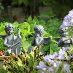 CHEMIN DE CAMPAGNE - Statuette statue sculpture jardin ange chérubin béton gris 24.5cm