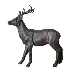 CHEMIN DE CAMPAGNE - Statue statuette extérieure jardin cerf résine marron 17cm