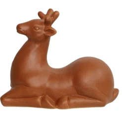 CHEMIN DE CAMPAGNE - Statue statuette sculpture jardin noël cerf céramique marron 18cm