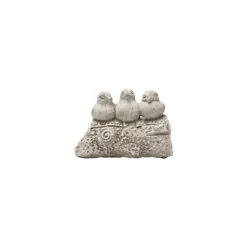 CHEMIN DE CAMPAGNE - Trio d'oiseaux décoratifs sur branche en béton gris 20.5 x 9.5 x 11cm