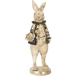 CLAYRE & EEF - Lapin décoratif beige plastique 9x10x24cm
