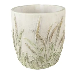 CLAYRE & EEF - Pot de fleurs pierre tiges de blé beige vert 16x17cm