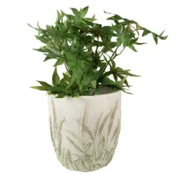 CLAYRE & EEF - Pot de fleurs pierre tiges de blé beige vert 16x17cm