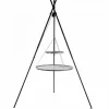 COOK - Barbecue 2 grilles de cuisson suspendu « tipi » sur trépied 210 cm – en acier inox 70 cm et 40 cm