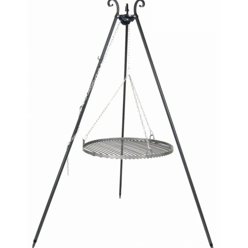 COOK - Barbecue grille de cuisson suspendu en acier 50 cm sur trépied 180 cm