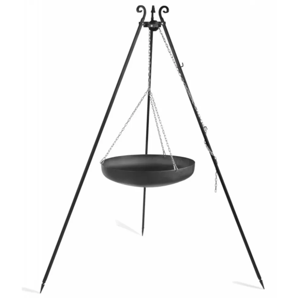 COOK - Wok rond sur trépied 60 cm spécial feu de camp pour brasero