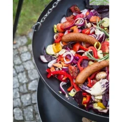 COOK - Wok rond sur trépied 60 cm spécial feu de camp pour brasero