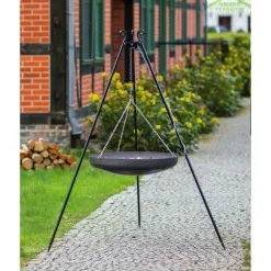 COOK - Wok rond sur trépied 70 cm spécial feu de camp pour brasero