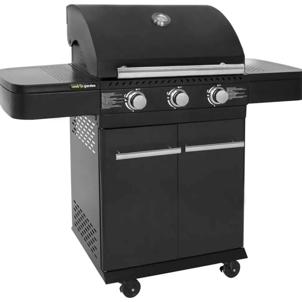 COOK IN GARDEN - Barbecue au gaz fyra avec thermomètre - 3 brûleurs