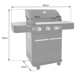 COOK IN GARDEN - Barbecue au gaz fyra avec thermomètre - 3 brûleurs
