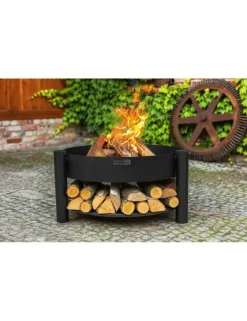 COOK KING - Brasero de jardin solafa avec range bois en acier-sans couvercle-ø 80cm-68 / 78 --