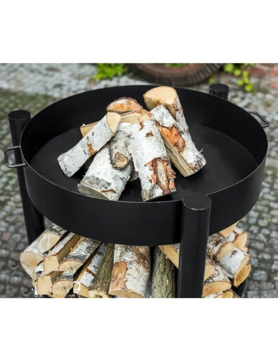 COOK KING - Brasero de jardin solafa xl avec range bois en acier-braséro seul-ø 60cm-60 --
