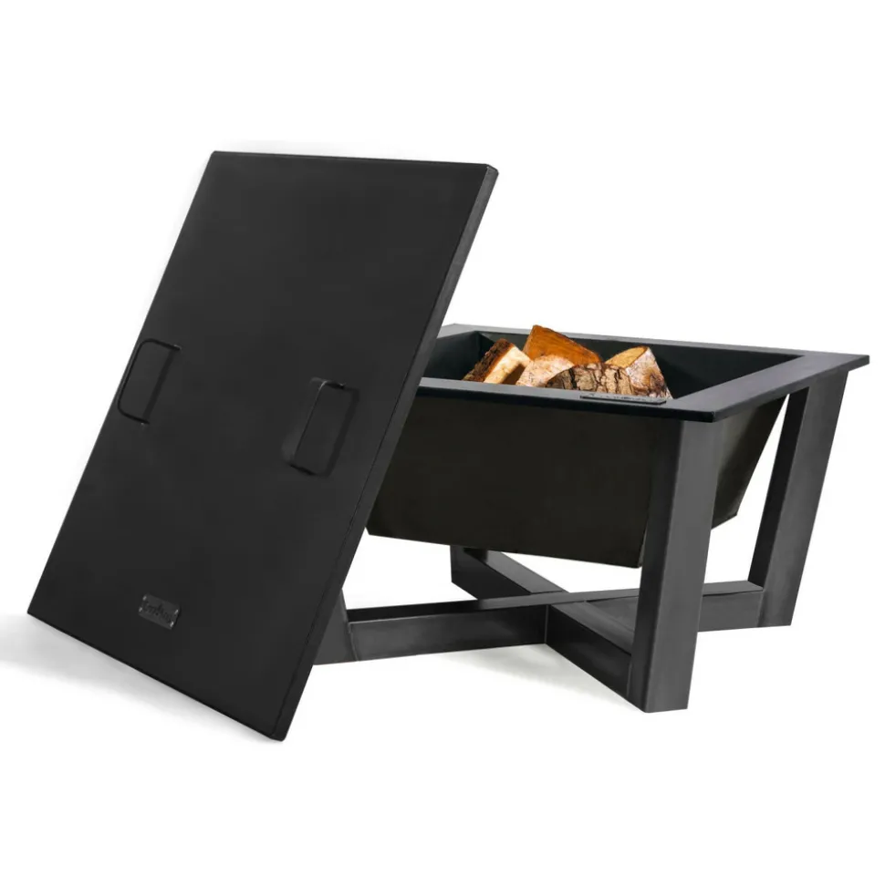COOK KING - Brasero de jardin carré brasil 70x70 cm en acier-noir-sans couvercle-noir-70 --http://maisondelatendance.com/img/co/11.jpg-