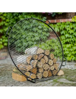 COOK KING - Grille de cuisson ronde en acier avec 4 poignées-acier noir sablé--ø 60 cm--acier noir sablé