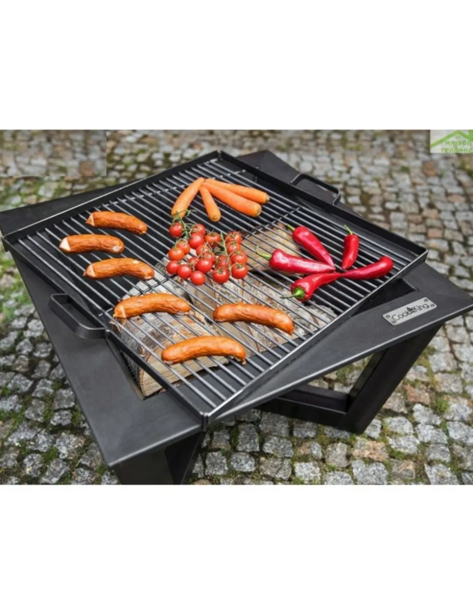 COOK KING - Grille de cuisson carrée pour brasero en acier-acier naturel--44x44 cm--acier naturel