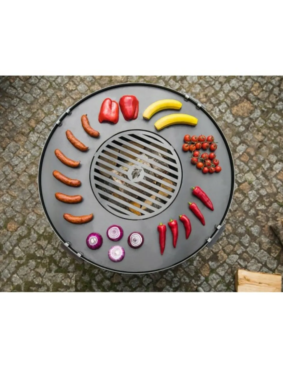 COOK KING - Plaque de cuisson avec grille pour braséro en acier-avec 4 anses-102cm--