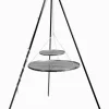 COOK KING - Trépied viking avec double grille en acier--40x70 cm-