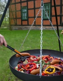 COOK KING - Wok rond à suspendre sur trépied-noir-noir--ø 70 cm-