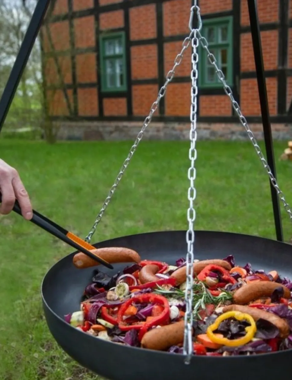 COOK KING - Wok rond à suspendre sur trépied-noir-noir--ø 70 cm-