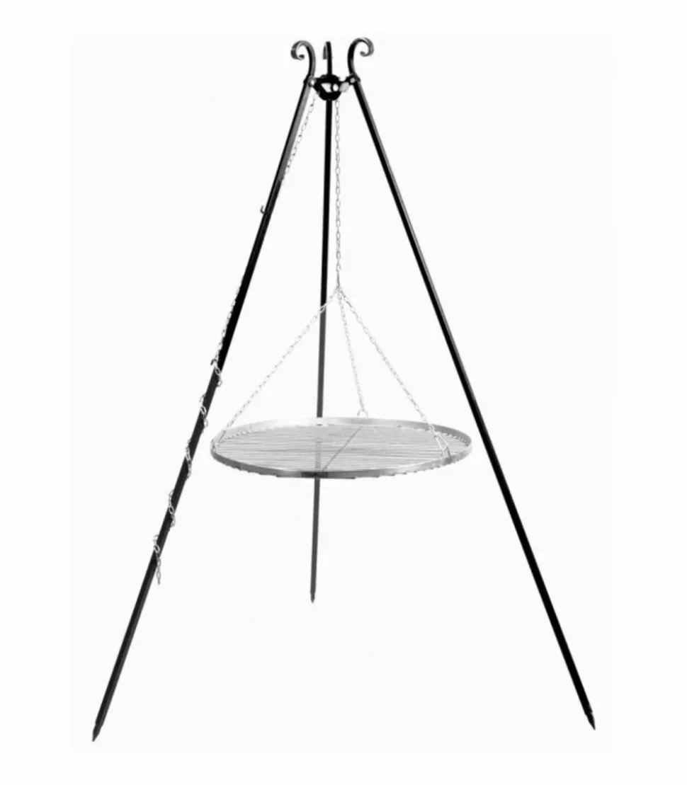 COOKKING - Grille de barbecue suspendue à un trépied, 50cm de diamètre, pliable, cookking, 21010