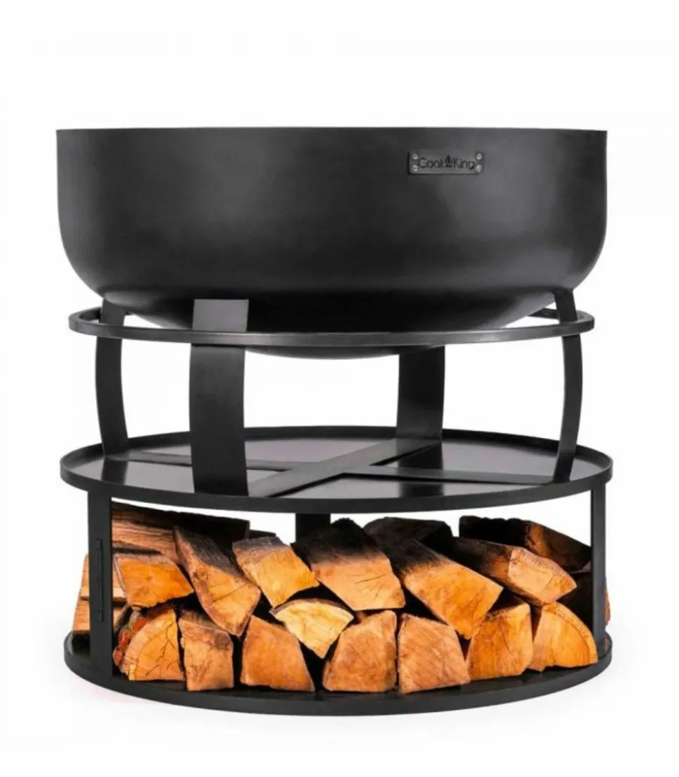 COOKKING - Plateforme pour braséro avec support de bûches, acier naturel 62cm de diamètre, cookking, 111040