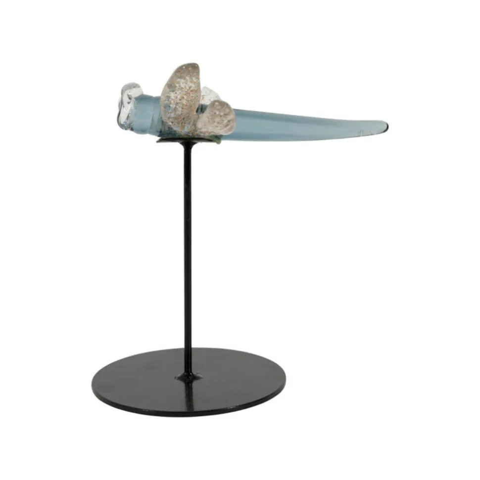 COTE TABLE - Décoration libellule verre gris 14x13x17cm