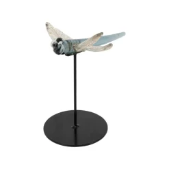 COTE TABLE - Décoration libellule verre gris 14x13x17cm