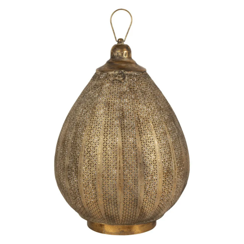 COTE TABLE - Lanterne orient doré fer 64x47x47cm