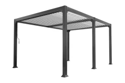 COULEURS DU MONDE - Madison - pergola bioclimatique adossée 5 pieds sans percage 3x4m en aluminium toit plat