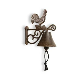 DÉCORATION D'AUTREFOIS - Cloche coq fonte fonte marron - décoration d'autrefois