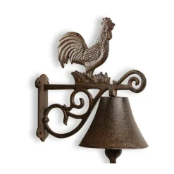 DÉCORATION D'AUTREFOIS - Cloche coq fonte fonte marron - décoration d'autrefois