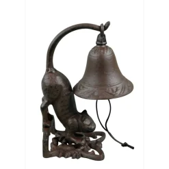 DÉCORATION D'AUTREFOIS - Cloche chat dos fonte fonte marron - décoration d'autrefois