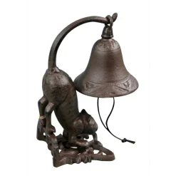 DÉCORATION D'AUTREFOIS - Cloche chat dos fonte fonte marron - décoration d'autrefois
