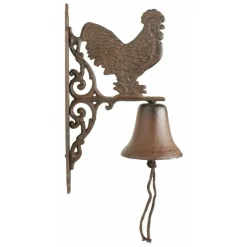 DÉCORATION D'AUTREFOIS - Cloche coq fonte fonte marron - décoration d'autrefois