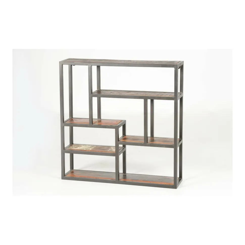 DÉCORATION D'AUTREFOIS - Etagère murale bois-métal marron - décoration d'autrefois