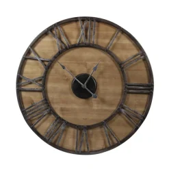 DÉCORATION D'AUTREFOIS - Grande horloge ancienne fer forgé marron - décoration d'autrefois