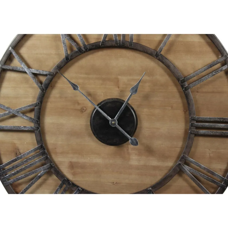 DÉCORATION D'AUTREFOIS - Grande horloge ancienne fer forgé marron - décoration d'autrefois