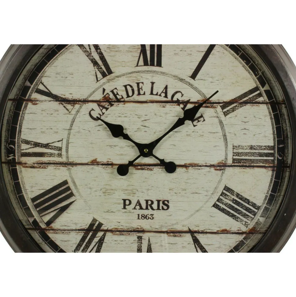 DÉCORATION D'AUTREFOIS - Grande horloge ancienne murale café de la gare fer noir - décoration d'autrefois