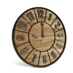 DÉCORATION D'AUTREFOIS - Grande horloge ancienne bois-métal marron - décoration d'autrefois